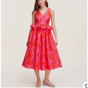 Kate Spade New York x Target Rose Peplum Midi Dress Red / Pink Size 10